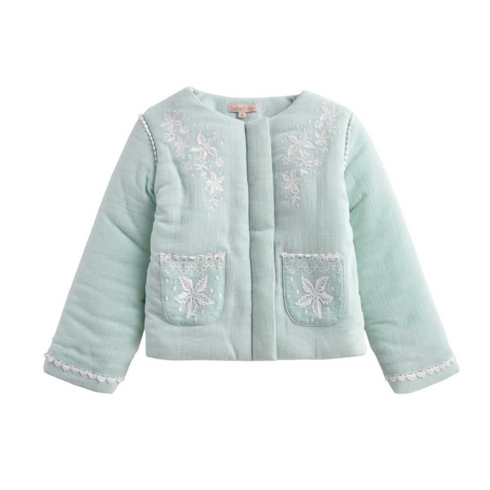 Embroidered Mint Green Kids Jacket